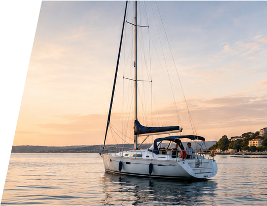 Sailing yacht at sunset